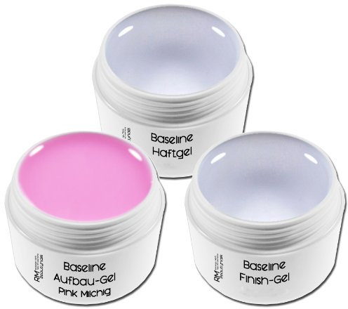 RM Beautynails Lot de 3 gels UV de construction Rose laiteux 15 ml