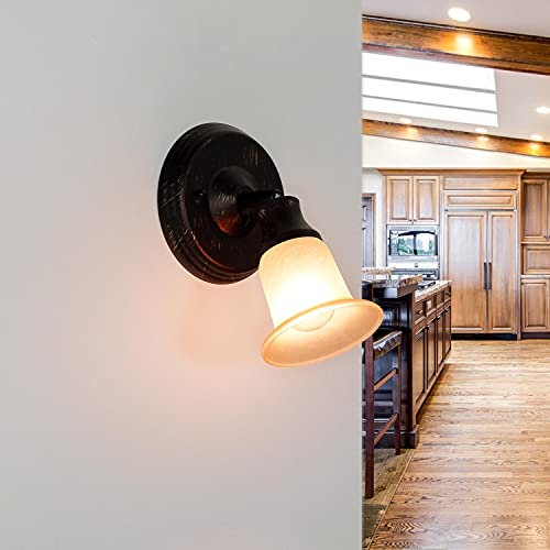 Licht-Erlebnisse Rustikaler Wandspot Strahler Landhaus Stil Glas in Creme E14 230V Wandlampe Wandleuchte