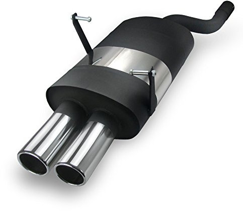 JOM Car Parts & Car Hifi GmbH 85661 Edelstahl-Endschalldämpfer mit 2X 76mm Endrohren gerade