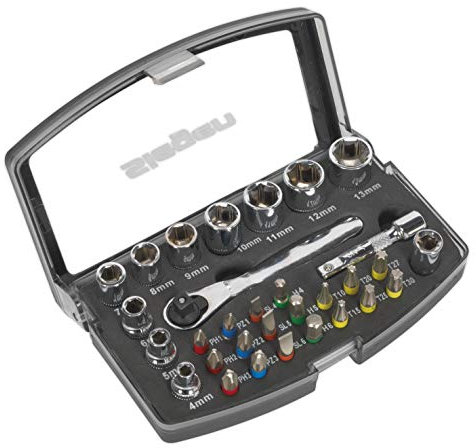 Sealey 1/4Sq Drive Socket & Colour-Coded Bit Set 31pc - S01036