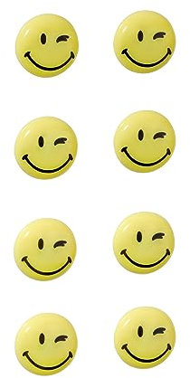 FRANKEN Happy Magnets, Magnete mit Smiley rund, 8 Stück, Hochwertige Haftmagnete für Büro, Haushalt, Werkstatt, ideal für Whiteboards, Kühlschrank, Plantafeln oder Schaukästen, 20 mm, Gelb, HM20S/8