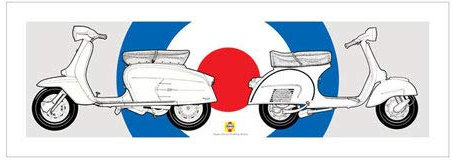 empireposter Haynes - Mofa & Vespa - Kunstdruck Artprint Haynes Lambretta & Vespa - Grösse 95x33 cm