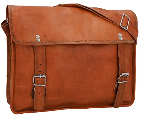 Gusti Leder Laptoptasche John – 15,4 Laptop Tasche – Business Tasche & Umhängetasche für Damen & Herren - Braun
