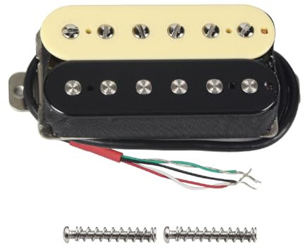 FLEOR E-Gitarren-Tonabnehmer Doppelspulen-Humbucker-Tonabnehmer 50 mm Keramik-Hals-Tonabnehmer – (Schwarz + Creme)