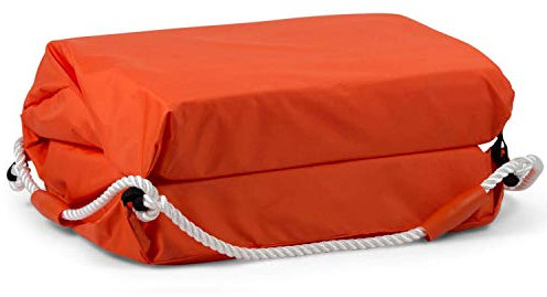 wellenshop Rettungs-Floß Rettungs-Kissen Lalizas mit Rundum-Leine Nylon Orange Rettung Personen 3 4 oder 6 Rettungs-Boje Schwimmkörper Größe 4 Personen