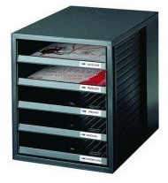 HAN Schublabdenbox SCHRANK-SET, DIN A4/C4, 5 offene Schubladen, schwarz
