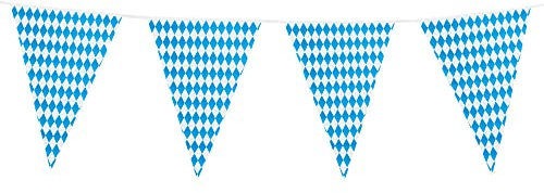 Boland 54260 - Wimpelkette Bayern, Länge 8 Meter, blau-weiß, Dekoration, Volksfest, Bierfest, Kirchweih, Bayern, Geburtstag, Mottoparty, Karneval