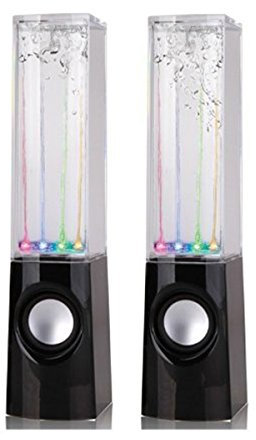 PTCM USB Powered Muti-Coloured Illuminated Fountain Style Dancing Water Stereo Speakers for MP3 /Mobile Phones/Computer (Black)
