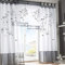SIMPVALE Vorhänge mit Blumen Muster, Schlaufenschal 2er Set, Stickerei Voile Vorhang Transparent, Stores Gardine für Wohnzimmer, Balkon Schlafzimmer, Weiß mit Grau, Breite 140 Höhe 260 pro Stück