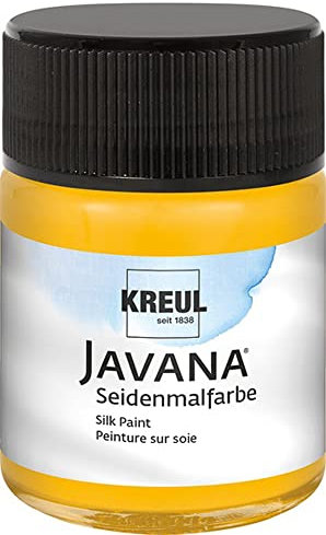KREUL 8122 - Javana Seidenmalfarbe im 50 ml Glas, sonnengelb, hochpigmentierte und brillante Farbe auf Wasserbasis, mit fließend flüssigem Charakter, dringt tief in die Fasern ein
