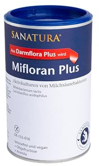 Sanatura Mifloran Plus – 200 g – Milchsäurebakterien mit 12 Mrd KBE pro Tagesdosis – kombiniert mit Vitamin C aus Acerola und Oligofructose – vegan und laktosefrei