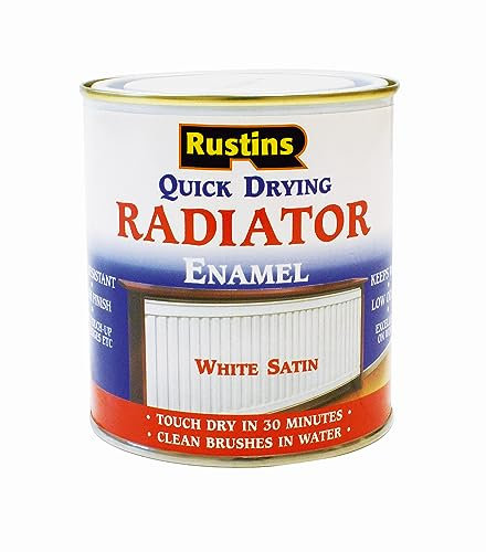 RUSTINS Quick Drying Radiator Enamel Satin 1L -– Durable, Long-Lasting Finish for Radiators That Stands the Test of Time