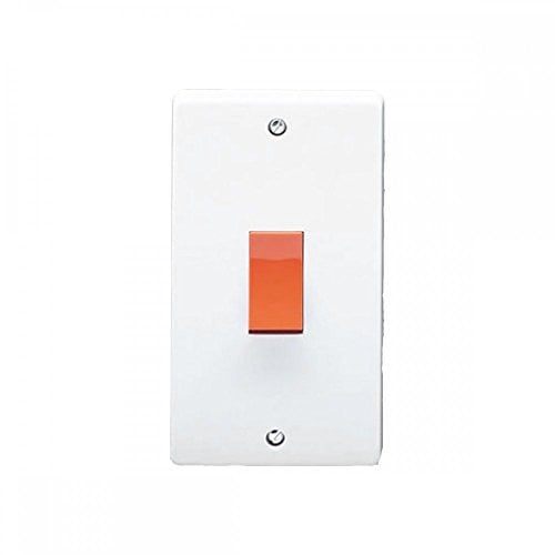 Crabtree 4500 Double Pole Isolator Tall Switch for Shower / Cooker Circuits 50 Amp (White Rocker)