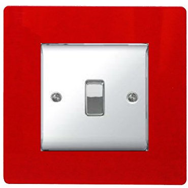 Single Light Switch Socket Coloured Acrylic Surround Finger Plate - Buy 2 GET Extra 1 Free (10 Colours) (Red)