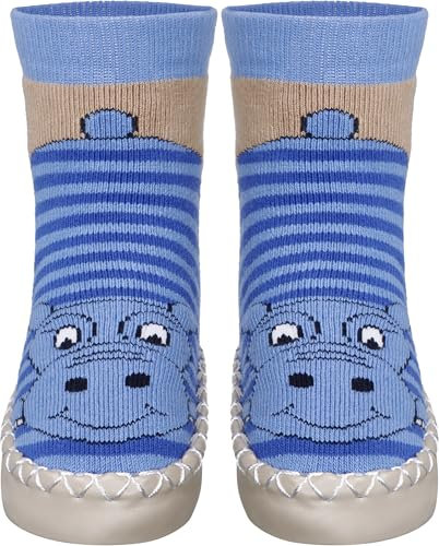 Playshoes Zapatillas, Pantuflas Unisex niños, Hipopótamo Azul, 23/26 EU