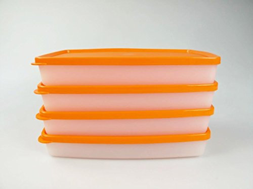 TUPPERWARE Gefrier-Behälter 600ml flach orange-weiß Gefrierbehälter Lottchen (4)