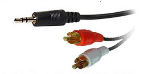 World of Data 5m 3.5mm Stereo Jack to 2 x RCA Cable | Phono, Cinch, Audio, Lead | 24k Gold Plated | Black