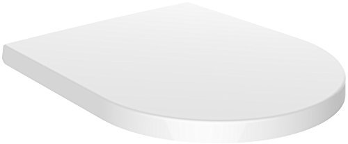 Euroshowers One Seat TOP and Standard FIX, Short/Middle/Long Projection D Shape One Button Quick Release Soft Close White Toilet Seat (Middle Standard Projection),2368505