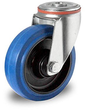 Lenkrolle mit Rückenloch 80 mm Elastik Blue Wheels