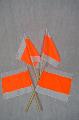 4 STÜCK WARNFAHNE FLAGGE WARNFLAGGE WINTERFAHNE FAHNE ORANGE/WEISS 500x500MM MIT STIEL