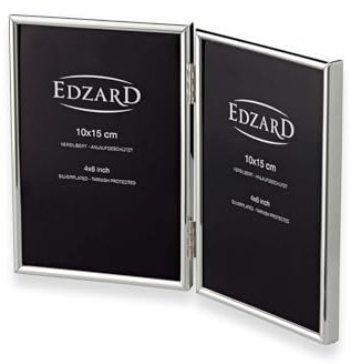 EDZARD Doppel-Fotorahmen Genua, edel versilbert, anlaufgeschützt, für 2 Fotos 10 x 15 cm