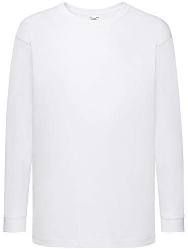 Fruit of the Loom Childrens Valueweight Long Sleeve T-Shirt Colours. - White - 104 cm