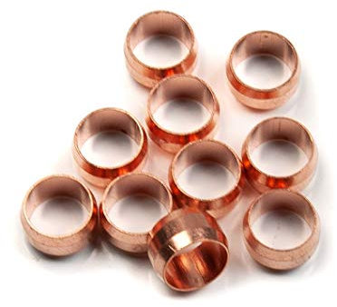 8mm Compression Olives Copper for 8mm Copper Plumbing Pipe (Pack of 10)