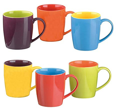 Colourful Cups & Mugs Set of 6 Harlequin Cappuccino Mugs, Assorted Colors
