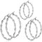 JewelryWe Schmuck 3 Paare Damen Ohrringe Set, Edelstahl große verdreht Kreis Creolen Ohrstecker Ohrhänger Geschenke für Frauen Mädchen, Silber 30 35 40mm
