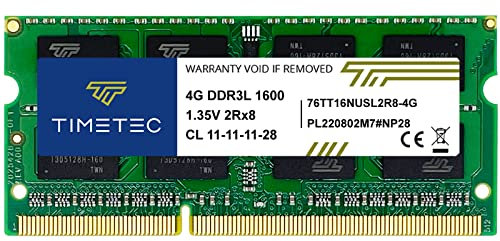 Timetec 4GB DDR3L / DDR3 1600 MHz PC3L-12800 / PC3-12800 Nicht-ECC ungepuffert 1,35 V / 1,5 V CL11 2Rx8 Dual Rank 204 Pin SODIMM Laptop Notebook PC Arbeitsspeicher RAM Modul Upgrade