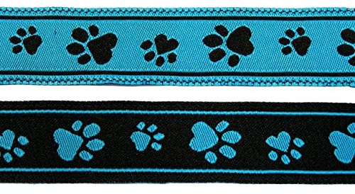 10m Hunde-Borte Webband 16mm breit Farbe: Schwarz-Türkis SB-Hund6-sw-262