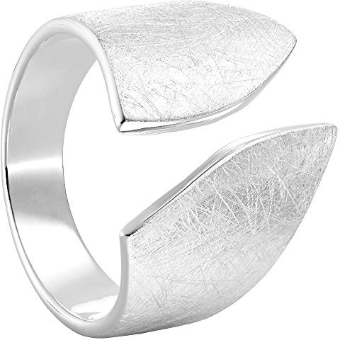 Vinani Ring Flügelring breit offen schlicht gebürstet Sterling Silber 925 anpassbar Größe 62 (19.7) 2RBR-62