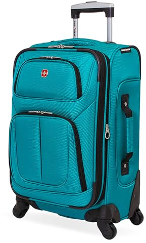 Swiss Gear Sion Softside Erweiterbares Rollgepäck, blaugrün, Carry-On 21-Inch, Sion Softside Erweiterbarer Rollkoffer
