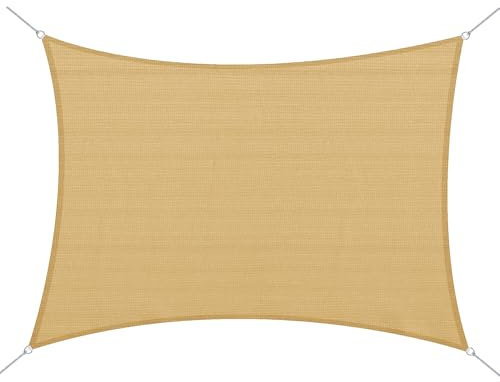 Outsunny Tenda a Vela Parasole Rettangolare Tenda da Sole Protezione Raggi UV in PE 4 x 6m, Giallo