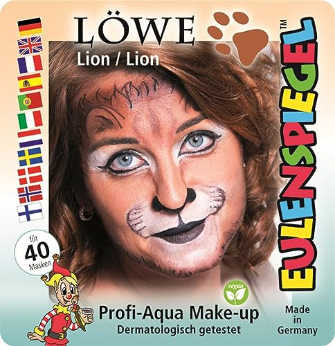 Eulenspiegel 204092 - Juego motivo león, 4 colores, 1 pincel, 1 instrucción, para aprox. 40 máscaras, carnaval, fiesta temática