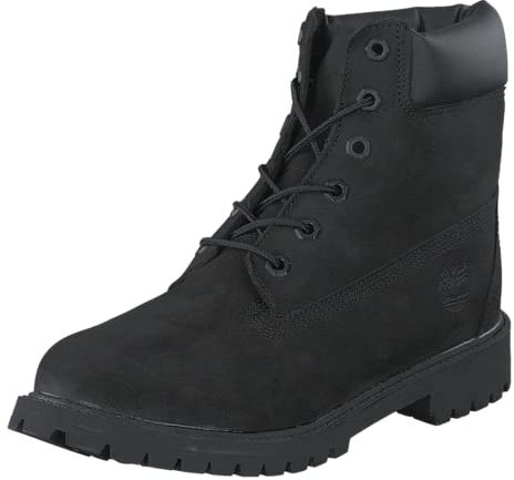 Timberland 6 in Premium Waterproof - Stivali Classici Unisex Bambini, Nero (Black Nubuck), 36 EU