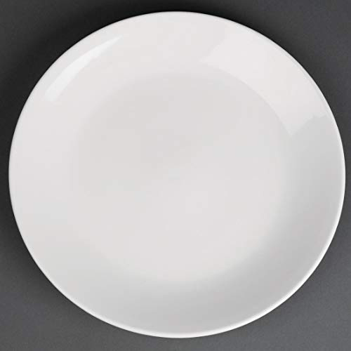 Classic White Flat Plate - Narrow Rim. Dimensions: 260mm (10.25). Box quantity: 12. | Chip-resistant edge and vitrified glaze ensure commercial durability, keeping food warm during busy restaurant service.