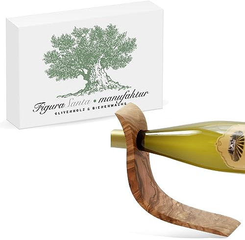 Figura Santa - Weinhalter LaOla - Flaschenhater sanft geschwungener Bogen aus feinstem Olivenholz Größe 24 x 8 cm Guter Wein - stilvoll serviert