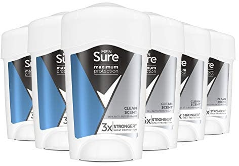 Sure Maximum Protection Clean Scent Anti-perspirant Cream Stick 6 pack 96h protection deodorant for 3x stronger* sweat protection 45 ml
