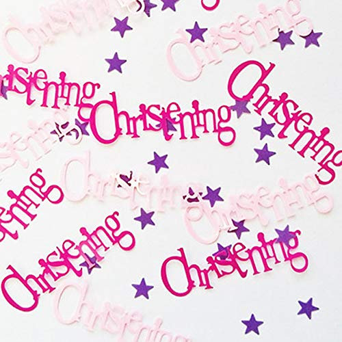 Pink Bunting Christening Foil Confetti (14g) 1 Pack - Premium Celebration Decorations for Baptism Event