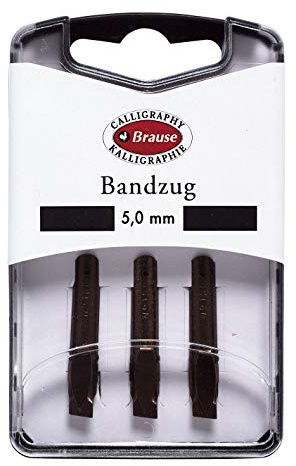 Brause 318050B - Box mit 3 Federn aus Metall, Bandzug 5 mm, ideal für Kalligraphie, 1 Box