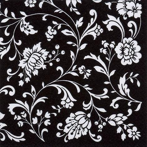 deco-discount Kaffee-Servietten, Arabesque schwarz-weiß, 20 Stück, 24x24cm