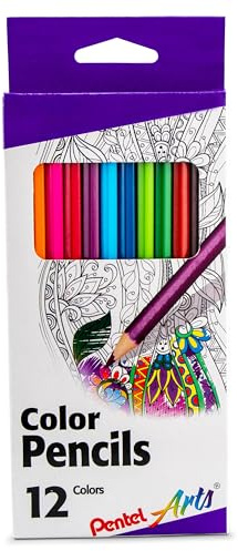Pentel Arts Colored Pencils, Assorted Colors, Set of 12 (CB8-12)