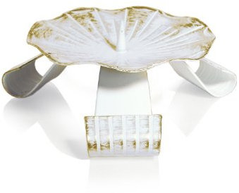 Kerzenhalter Taufkerzen Dreifussleuchter Weiss/Gold, 100 mm Durchmesser (HK10904.01)