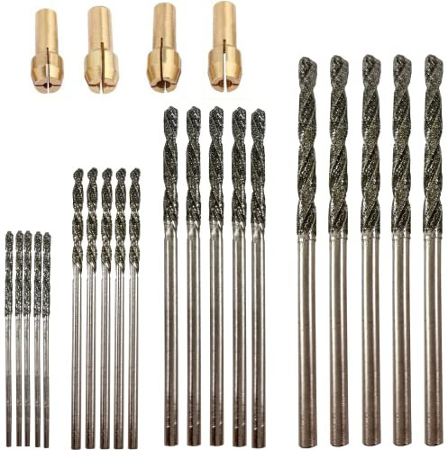 Drilax Diamantbohrer-Set 1mm, 1.5mm, 2mm, 2.5mm (20 Stück) – Präzisions-Bohrer für Glas, Schmuck, Meerglas & Stein – Kompatibel mit Dremel