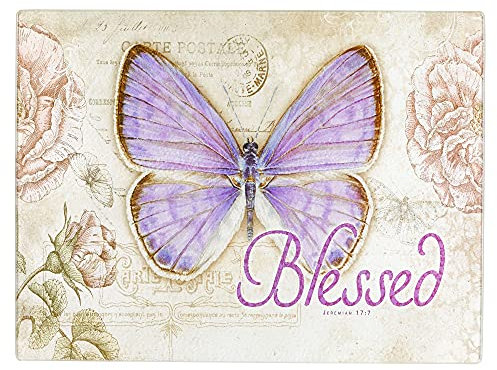 Cutting Board Gls Large Butterfly Blessed Jeremiah 17