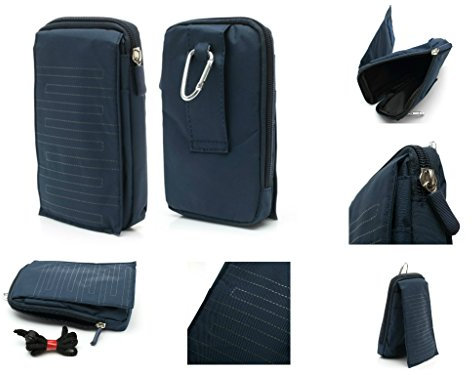 DFV mobile - Etui Schutzhülle Vielgebrauch mit Fächer, Reißverschluss, Schlaufe für Gürtel und karabiner Haken für Caterpillar CAT B15Q - Farbe Blau
