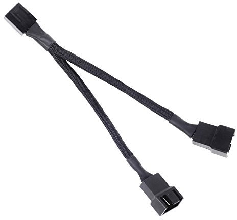 SilverStone SST-CPF01 - 10cm PWM Fan Splitter Cable for 2 Fans, Black Sleeved Braded