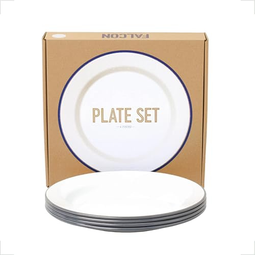 Genuine Falcon Enamelware Plate Set (Pigeon Grey Rim)