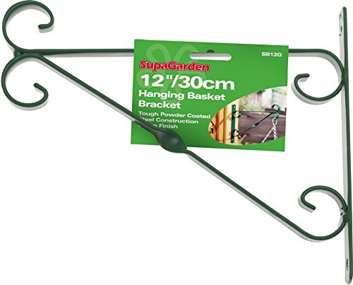 SupaGarden Hanging Basket Bracket 30cm/12 Green Strong Bracket For Hanging
